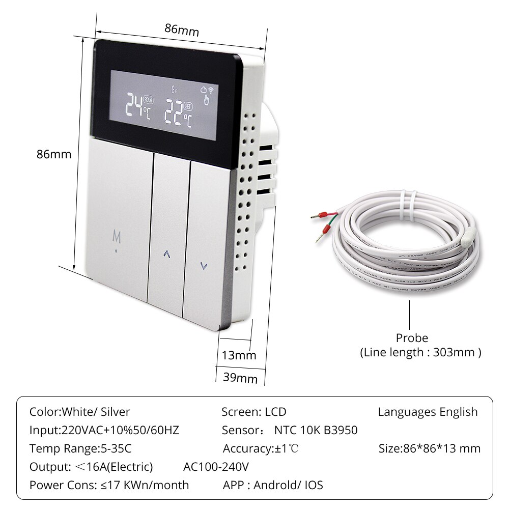 Zemismart Tuya wifi Thermostat for Electric Heater Water Radiant Floor Heating Alexa Google Home Enable Temperature Controlled