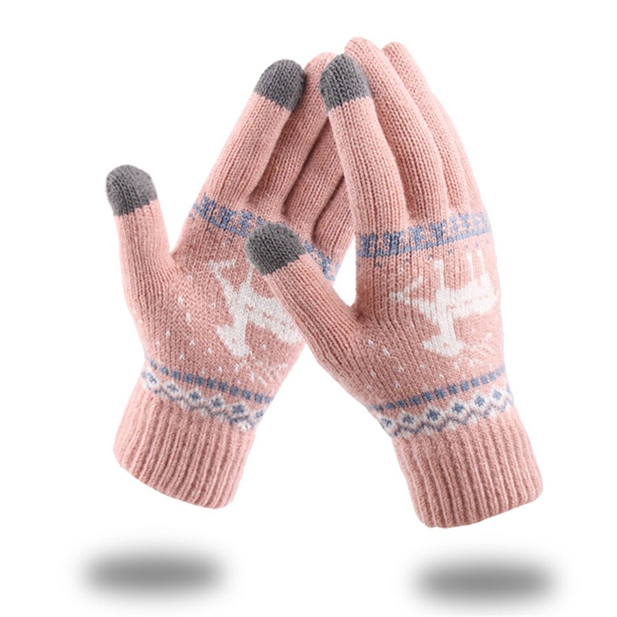 Jacquard varme fawn hansker dame berøringsskjerm hanske dame vinter fløyel ull hansker kvinnelige julevotter hanske