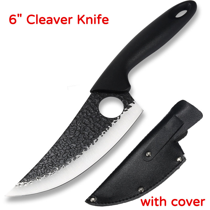 Forged Boning Knife Stainless Steel Meat Chopping Knife Butcher Knife Handmade Knife Chef Slicing Cutter Knife: Style A with cover