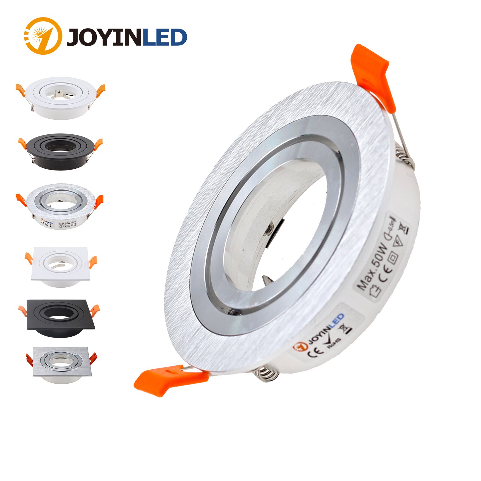 Round Square Recessed Light Spotlight LED Halogen MR16 GU10 Base Ceiling Spot Light White Black Silver Fixture Bulbs Fittings