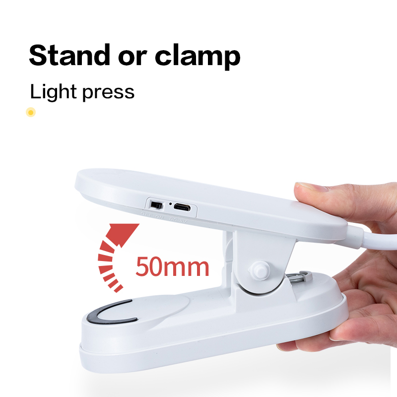 Lampada da tavolo a LED Clip on Lamp protezione per gli occhi lampada da tavolo dimmerabile con morsetto ricarica USB luce di lettura flessibile per Computer da letto