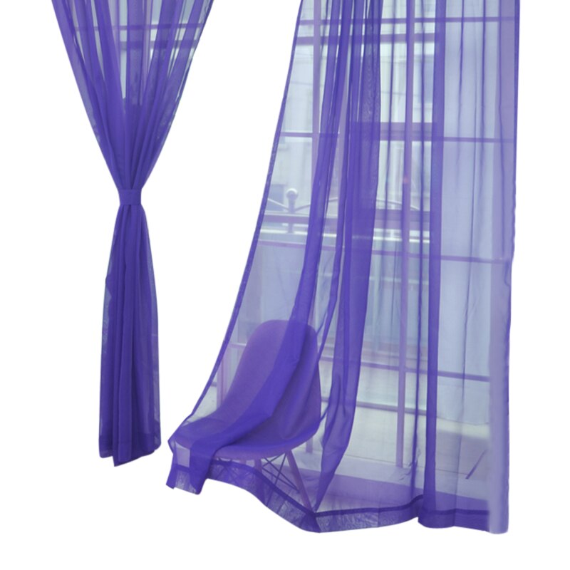1pc ren farge bryllup glassgarn gjennomsiktig vindusskjerm ferdig gardiner hjem dekorasjon 100 x 200cm: A09