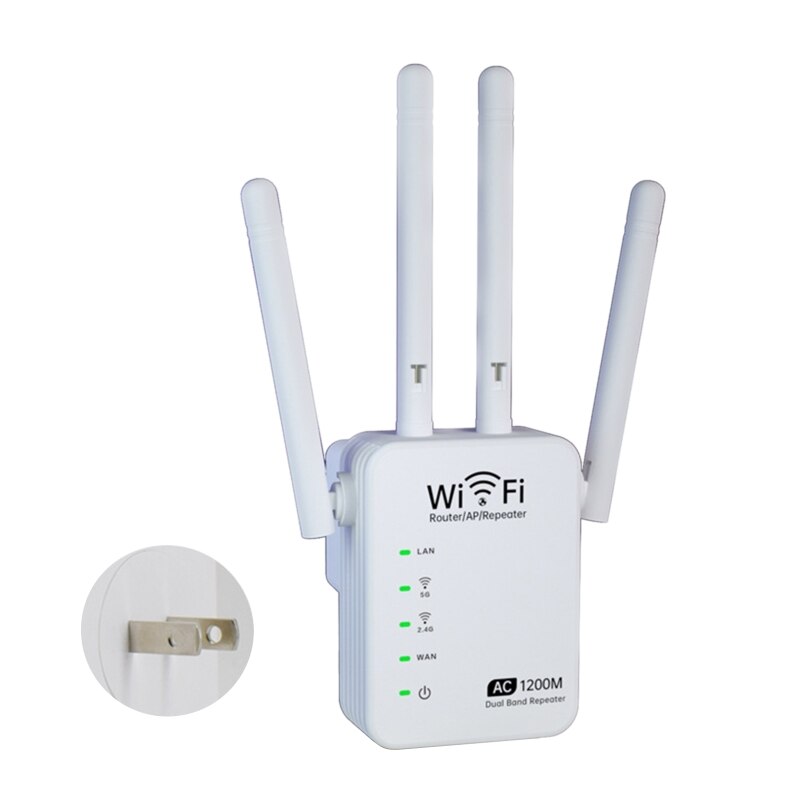 2.4GHZ 5GHZ Dual-Band 1200M WiFi Extender Wireless Signal Repeater Amplifier