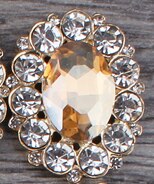 10 stk/parti 25mm*31mm diamantknapper i gyllen legering flatback dekorasjoner akryl rhinestone knapp gjør-det-selv bryllup tilbehør: Nr. .5