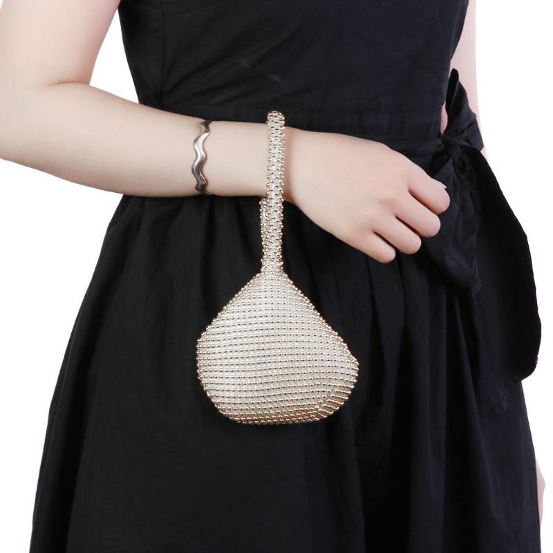 3 Colors Metal Clutch Bags for Women Ladies Small Day Clutches Pearl Beaded Purse for Dinner Party Metallic Handbags