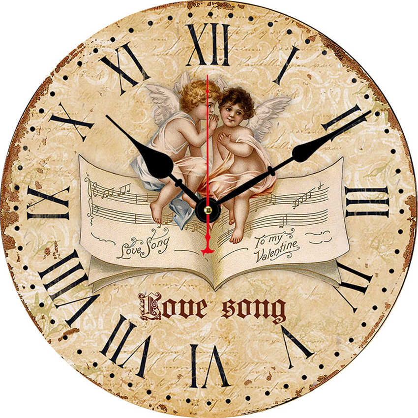 Cupid baby angel 12 tuuman klassinen kirkko seinäkello retro antiikki vintage uskonnollinen puinen taide hiljainen seinäkello: 24804 / 15cm