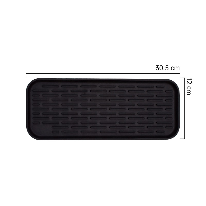 Siliconen Servies Antislip Mat Gootsteen Lade Zeepdispenser Spons Afvoer Pad Droogkussen Pad Opbergen Gootsteen Afvoermat: Black