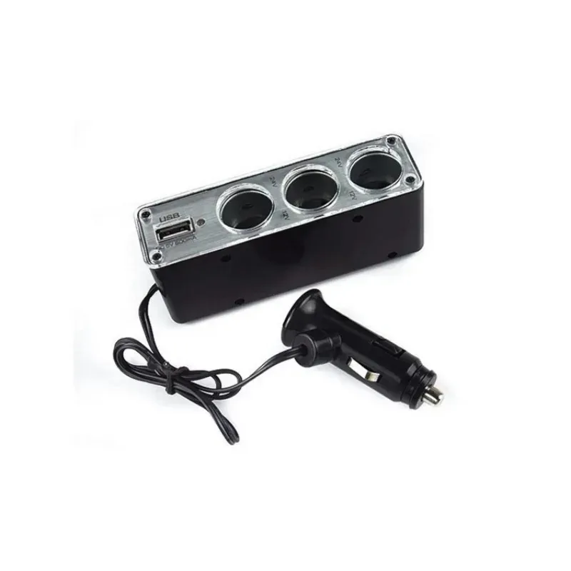 Auto-Feuerzeug-Adapter, Ladegerät, Adapter, dreifacher Splitter, Feuerzeug-Ausgang, 12 V, ABS, Schwarz, Zigarren-Auto-Adapter, Feuerzeug, mehrere Steckdosen, USB-Anschluss: Ursprünglich Titel