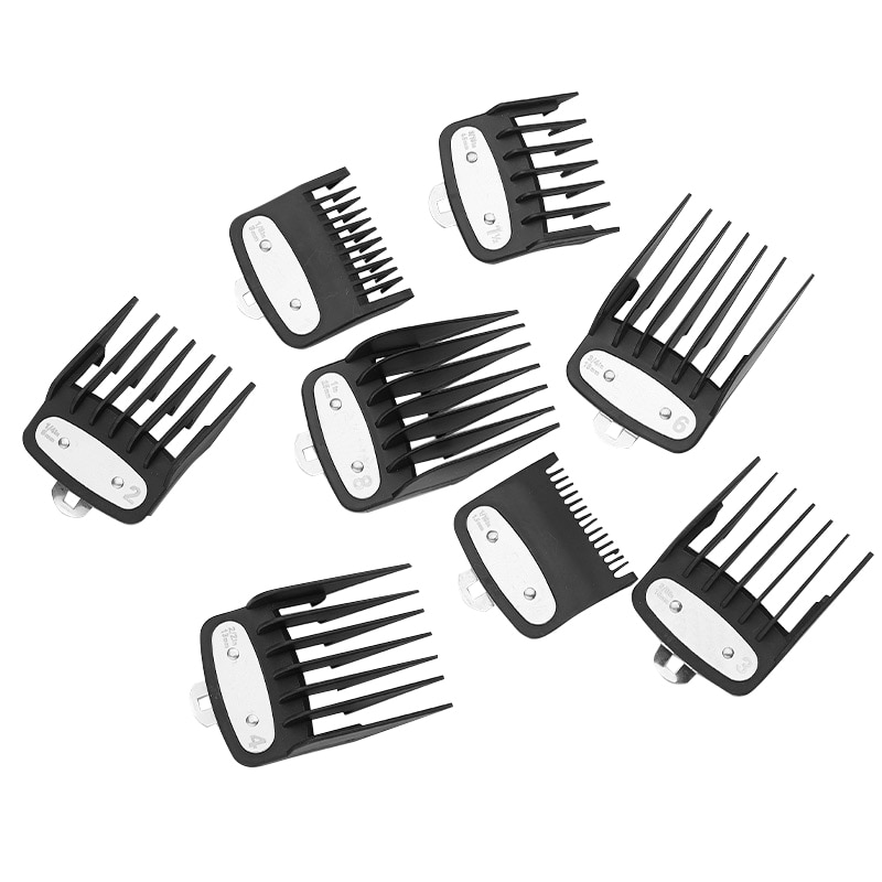 Surker HATTEKER 8 Piece Hair Clipper Limit Comb Set Gradient Guide Comb With Aluminum Sheet