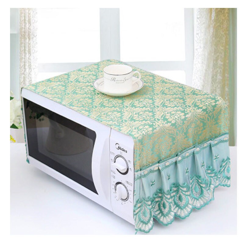 Couverture de four à micro-ondes en tissu 33*95cm | Tissu de protection de la Machine, couverture anti-poussière en fil de bord de dentelle: AC