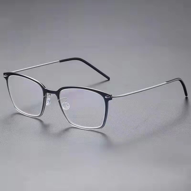 Denmark Brand Titanium Prescription Eyeglasses 6536 Square Ultralight Screwless Glasses Frame Men Women Myopia Optical Spectacle: Progressive Grey