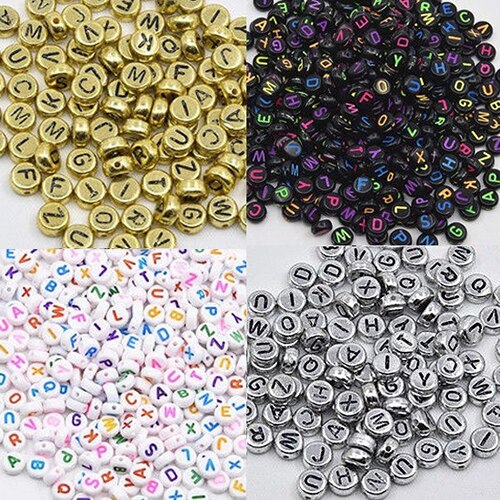 100 Stck Abstandshalter Acryl Perlen Würfel Alphabet knapp Armbinde Schmuck, sterben DIY