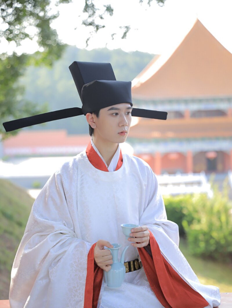 Cappello Hanfu uomo cinese tradizionale antico studente insegnante cappello nero copricapo cappello da uomo dinastia canzone maschile
