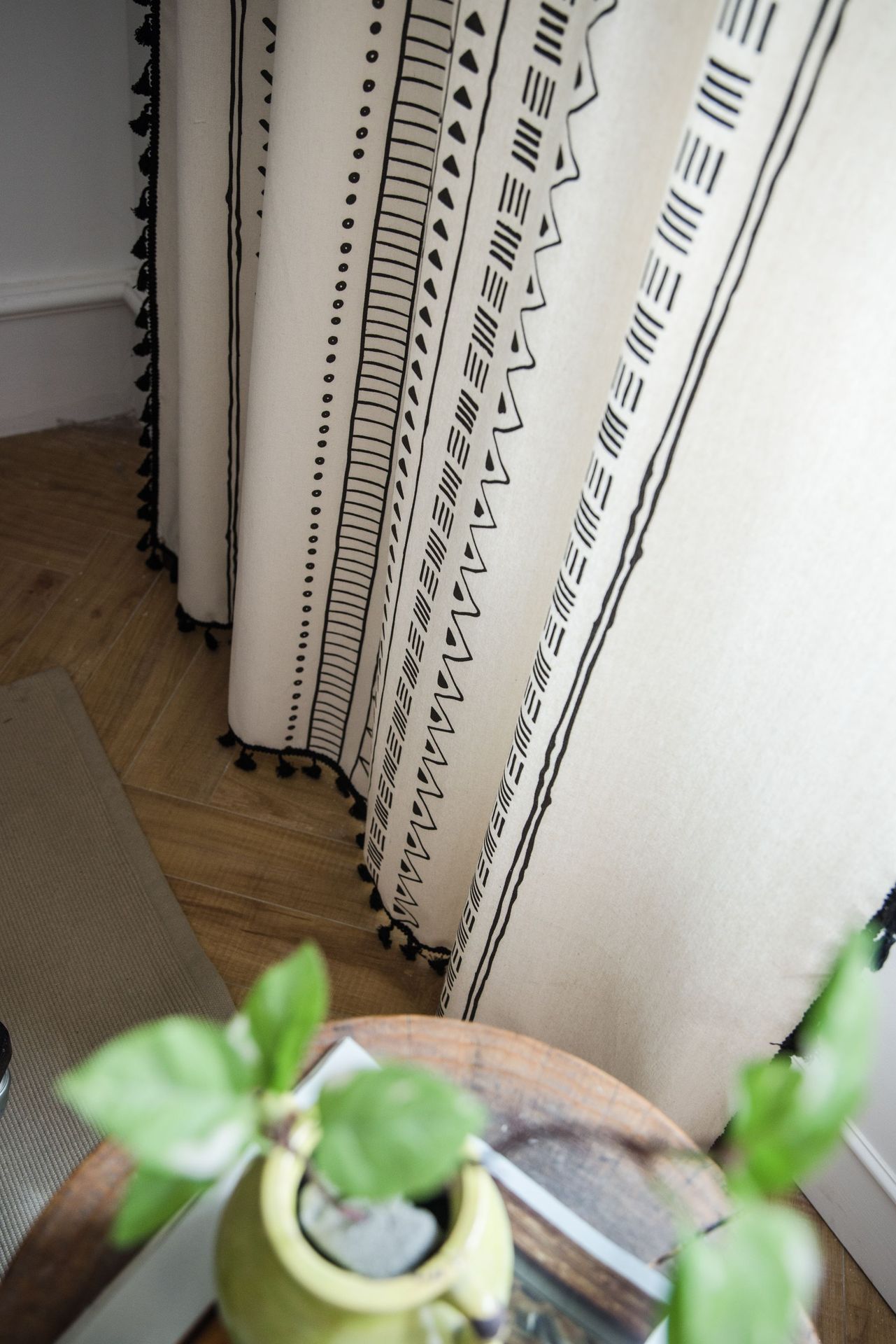 Rideaux de Style bohème avec pompon, en coton et imprimé, rideau pour fenêtre, baie vitrée, rideau de maison, cuisine, salon et chambre à coucher, 5 tailles