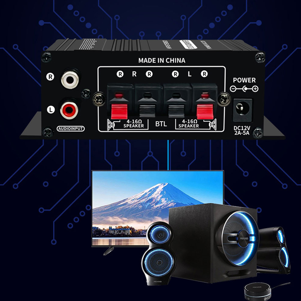 AK-270 Amplificatore audio Canale audio 2.0 Amplificatore audio digitale HIFI Stereo Ingresso AUX Mini amplificatore audio portatile per auto e casa