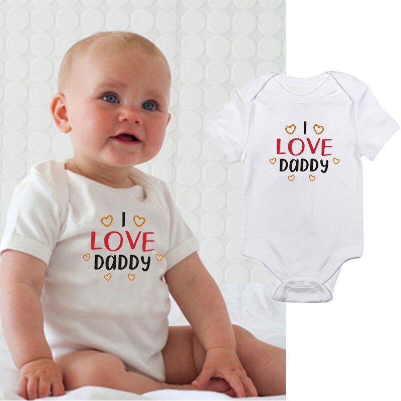 Neugeborenen-Karosserie für jungen und mädchen, kurzarm-strampler mit „ich liebe Papa“-aufdruck, sommer-Gesamt, süße babykleidung