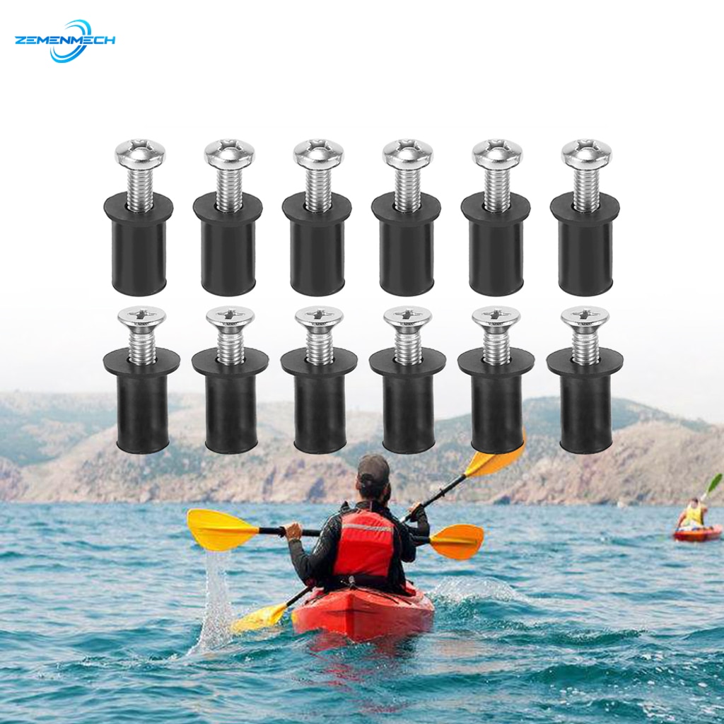 6PCS M5 Rubber Well Nuts With Screw Blind Fastener Motorcycle Windscreen Windshield Rivet Marine Accessories Boat Canoe Dinghy