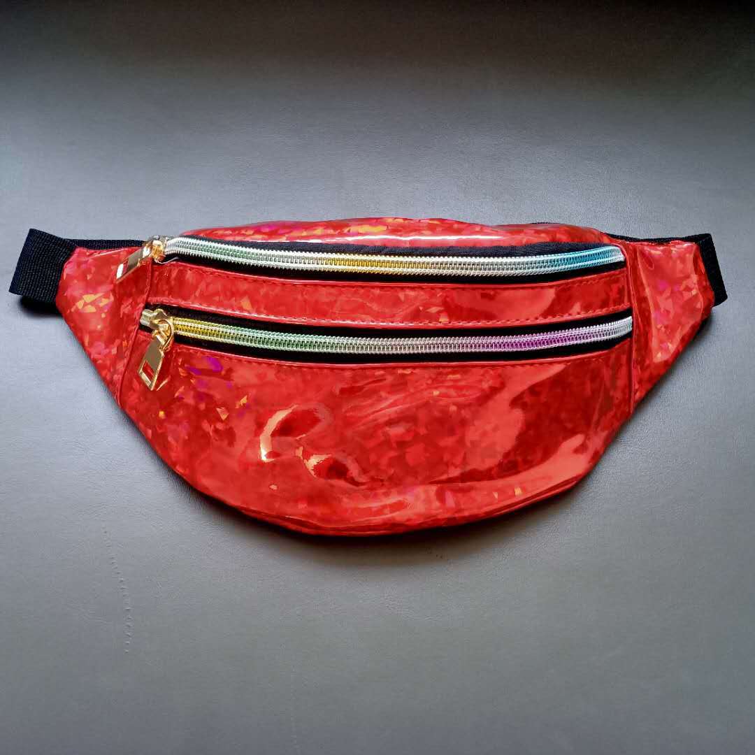 Pailletten Afdrukken Taille Tas Voor Kid Baby Mode Fanny Pack Meisjes Schouder Riem Tassen Kids Taille Packs Glitter Telefoon pouch: Rood