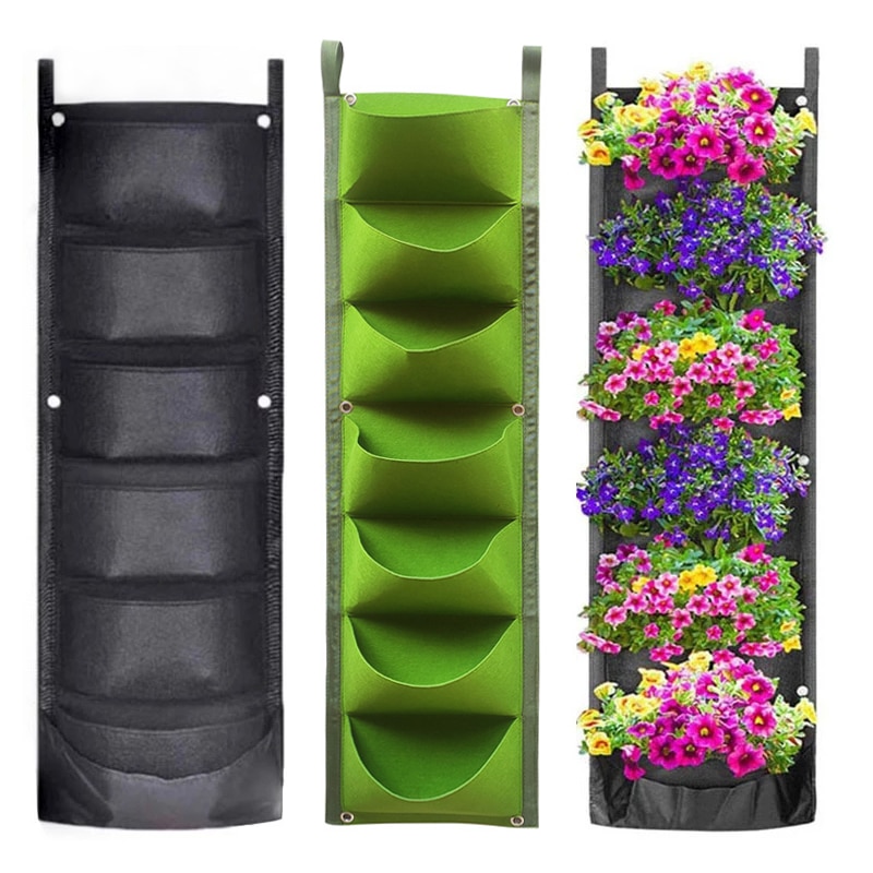 Vertical Hanging Garden Planter Flower Pots Layout Waterproof Wall Mount Hanging Flowerpot Bag Indoor Outdoor Use