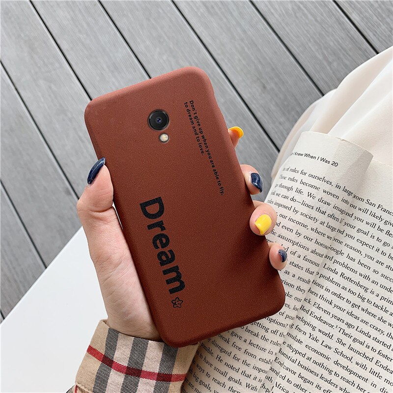 Funda de letra mate para Meizu 16 16x16 th plus m6s mx mx6 mx5 e3 e2 m3e m6 m5 m3 note m5s marrón retro palabra cubierta trasera capa