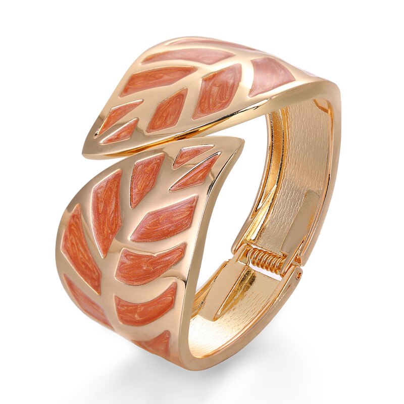 Braccialetti e braccialetti a forma di foglia di metallo a olio gocciolante per donna Femme apertura regolabile Pulseira Feminina: Orange