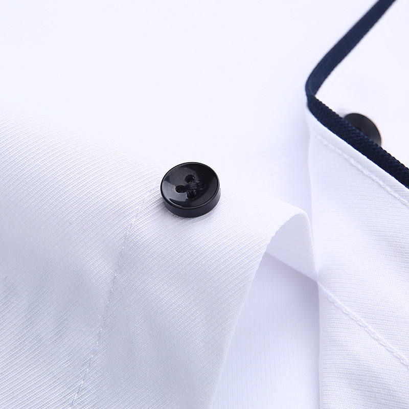 without chest pocket short sleeve men shirt slim fit easy care black button square collar formal mens dress shirts