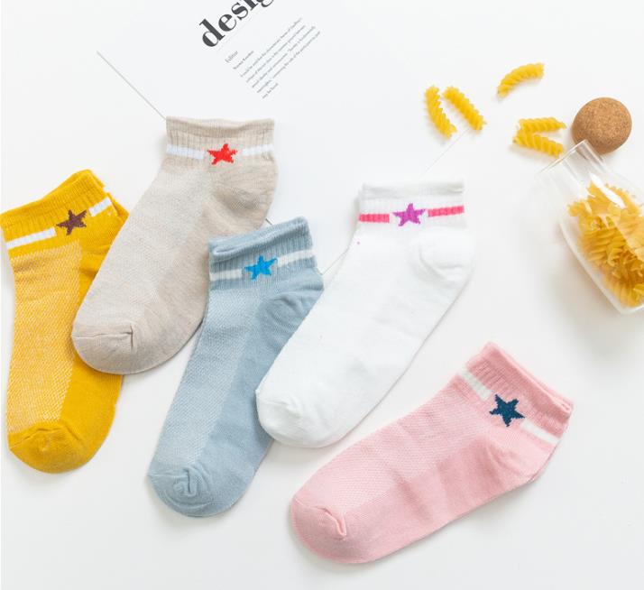 Maat 34-39 Kawaii Vrouwen Sokken Happy Enkel Grappige Sokken Vrouwen Vruchten Leuke Gelukkige Art Onzichtbare Sok 5 pairs Lente Zomer: C Socks yistar