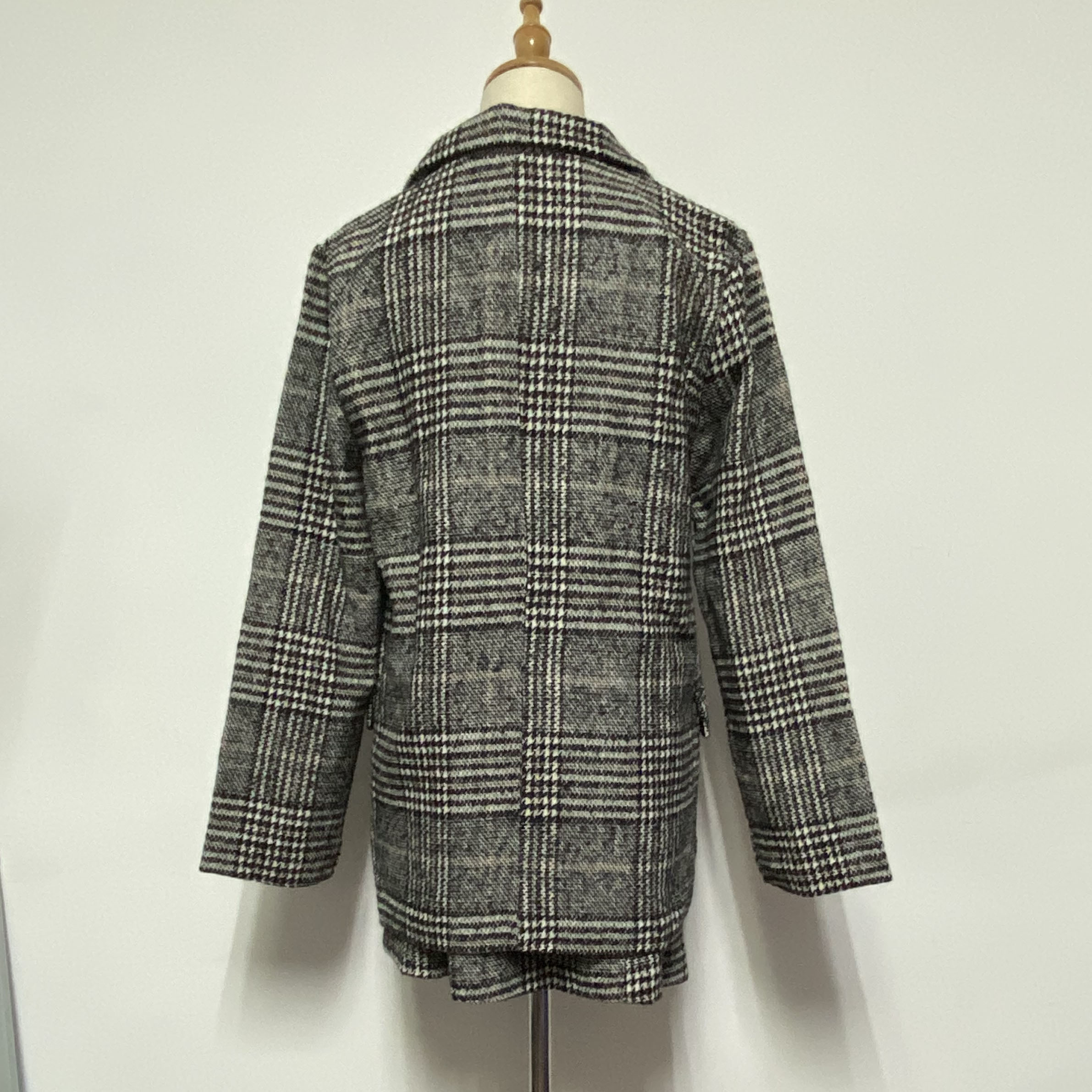 Höst damdräkter tvådelade set rutiga blazer kostym penna kort kjol uppsättningar oversize jacka kvinnliga outwear kläder