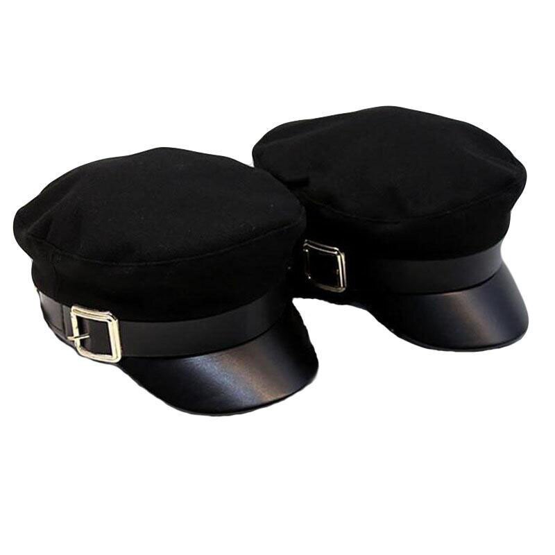 Women Hat Classic Accessories Baker Boy Hat Newsboy Cap Black PU Leather Winter Navy Cap Popular Baker Boy Hat
