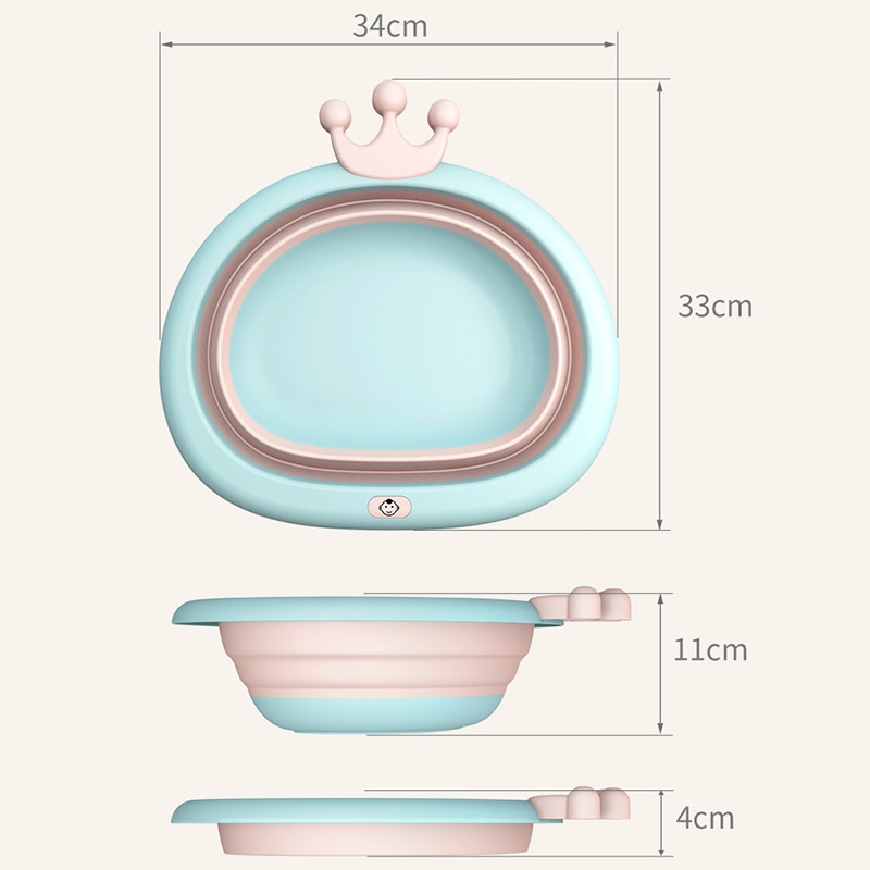 Nyfødt baby foldbart badekar badekar til badekar kropsvask bærbar sammenklappelig børn miljøvenlig babyvask ansigt bassin blå