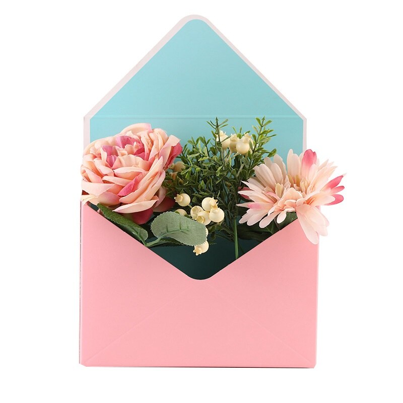 10PCS Envelope Flower Boxes Bouquet Box Hand Holds Folding Floral Bouquet Paper Box Romantic Flower Paper Holder Decor: 04