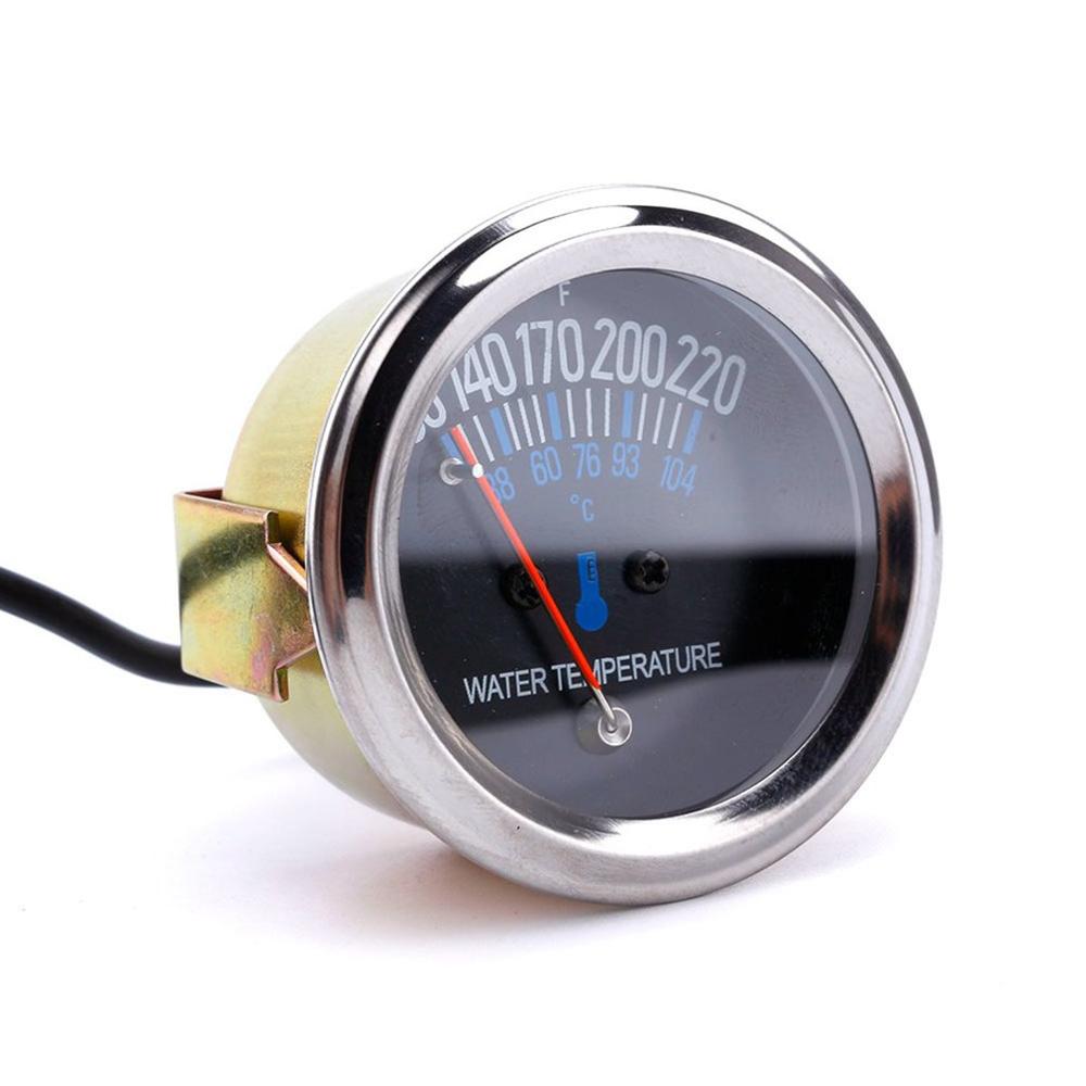 2Inch 52Mm 12V Auto Water Temperatuurmeter 100-220F Zwart Gezicht Fahrenheit Auto Water Temperatuur Meter