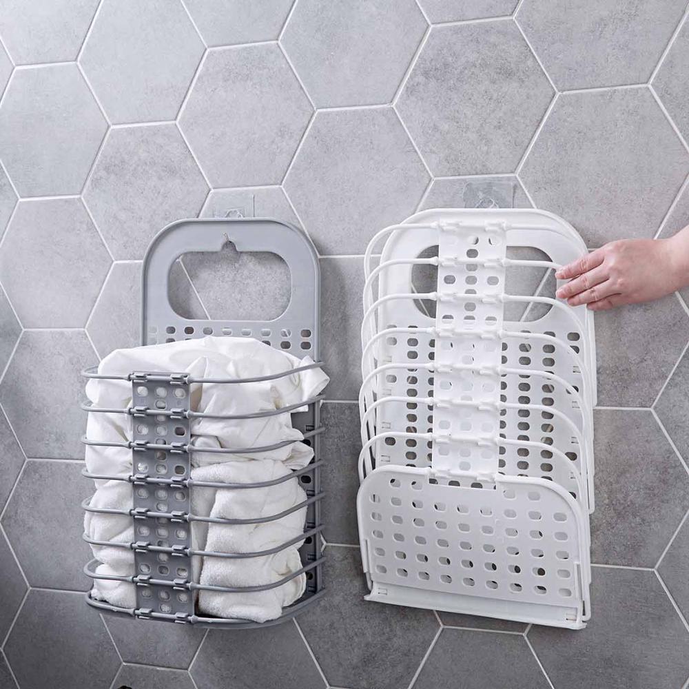 Foldable Laundry Basket Plastic Wall Dirty Clothing Storage Basket Home Portable Large Laundry Hamper Home Organizer Space Save