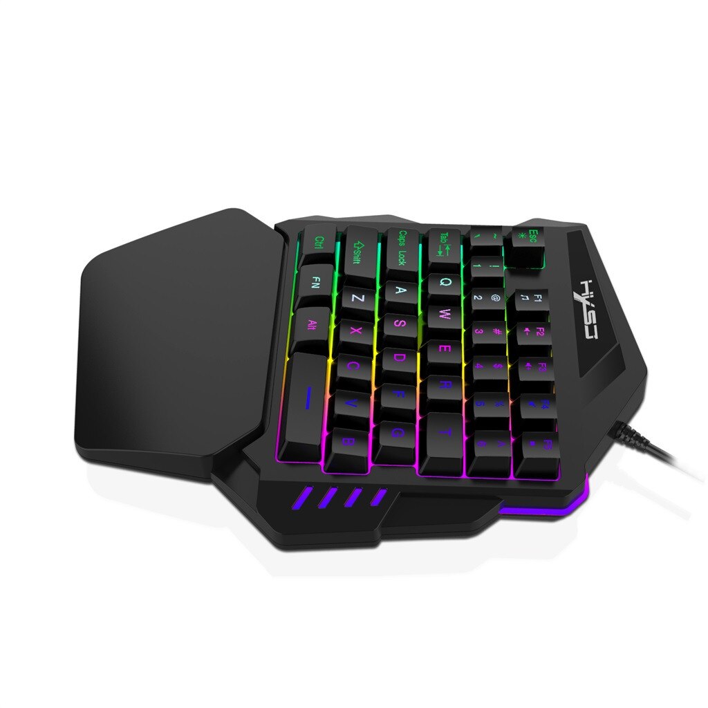 HXSJ Ergonomic Multicolor Backlight One-Handed Game Keyboard Mouse Set 5500DPI Gamer Gaming Mouse and Keyboard Kit For Home