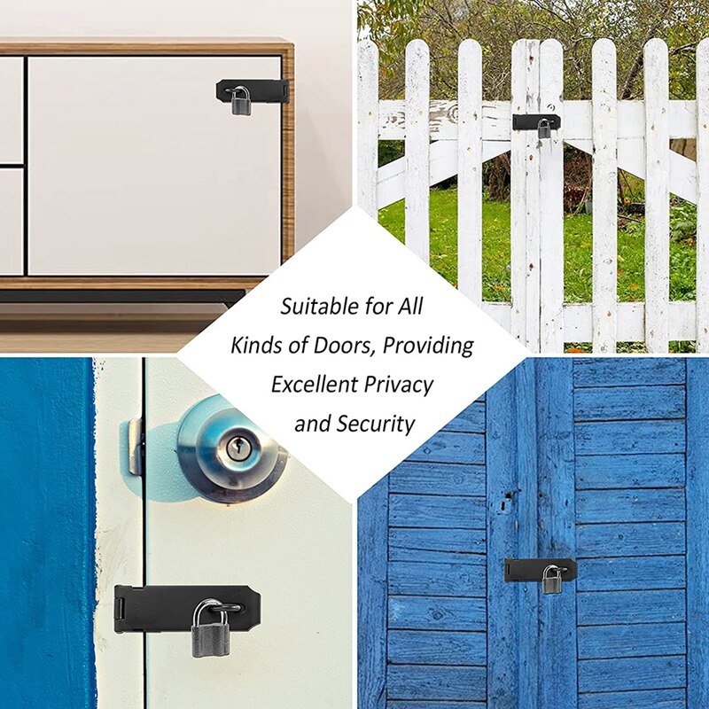 2 Pack Door Hasp Latch Lock 5 Inch Stainless Steel Safety Packlock Clasp Thick Door Gate Lock Hasp With Screws