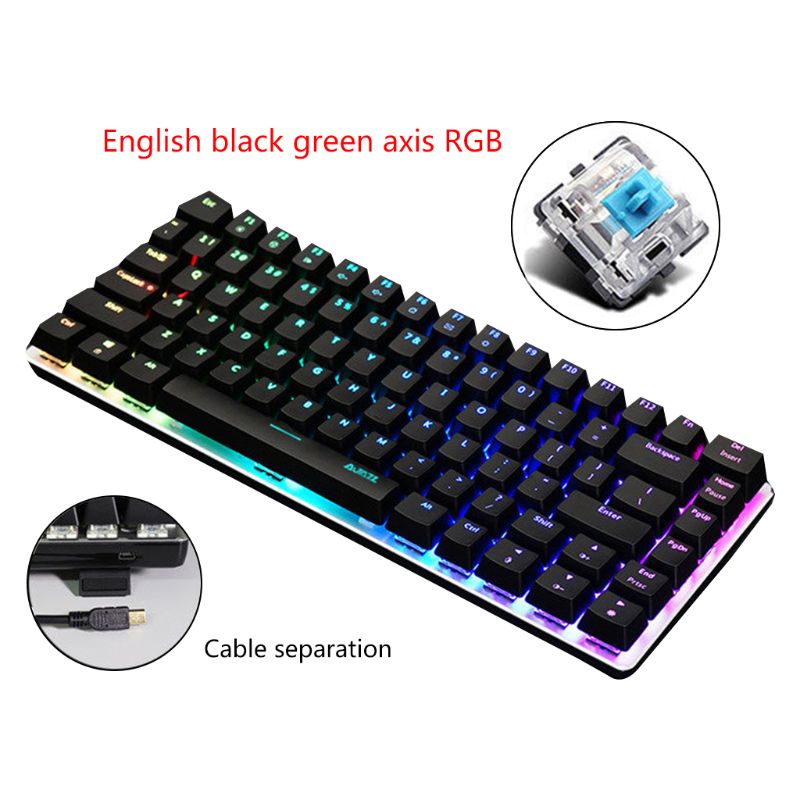 1 Pc Ajazz AK33 82 Toetsen Mechanische Toetsenbord Russisch/Engels Layout Gaming Toetsenbord Rgb Backlight Schakelaar Bedraad Toetsenbord