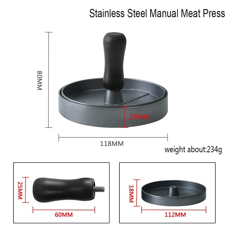 Stainless Steel Burger Press Round Shape Patty Maker Mold Non-Stick Meatloaf Making Mold Heavy Hamburger Press Tools