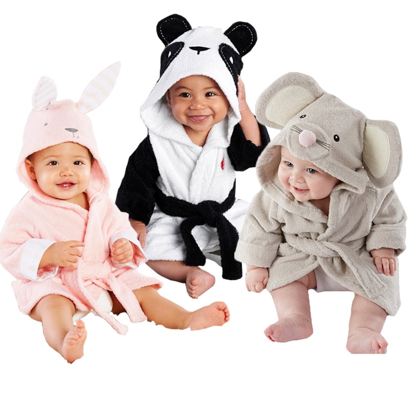 Bébé enfants enfants pyjamas Panda souris lapin peignoir de bain bébé homewear garçons filles robe à capuche serviette de plage