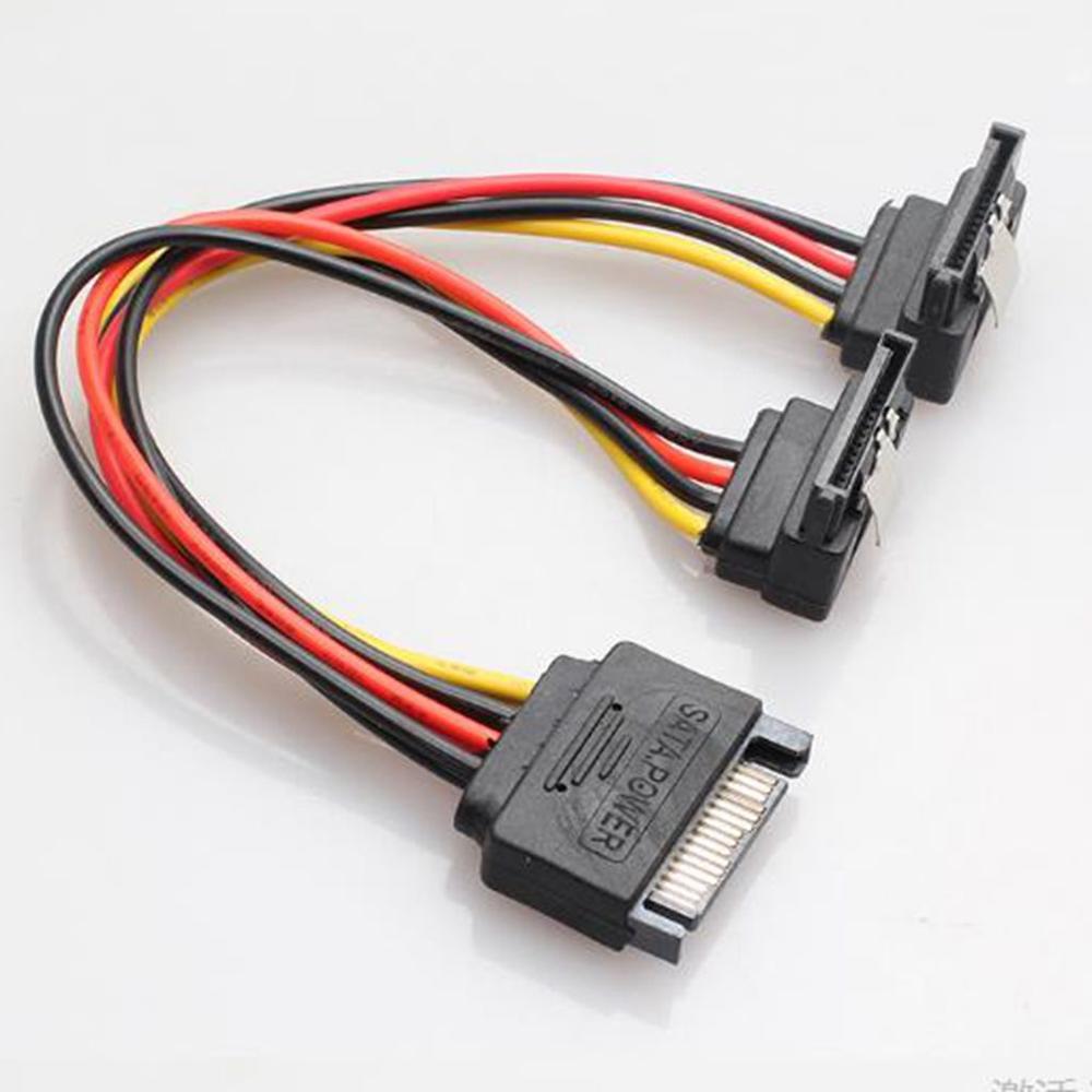 Sata Haakse 1 Naar 2 Manier 15Pin Sata Power Verlengkabel Male Naar Dual Vrouwelijke Sata Ssd Power Poort multiplier 20 Cm Beste Prijs: Reverse Snap