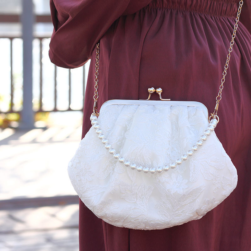 Neueste handtaschen mit 3 riemen, muschelverschluss, spitze, perlen, kette, damen-umhängetaschen, Jahrgang- #39 und geldbörsen