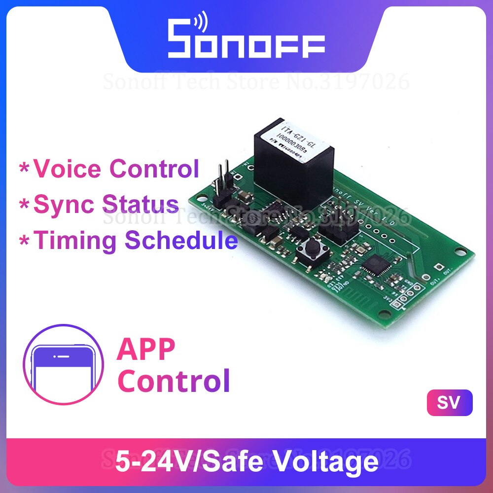 Itead Sonoff Sv 5-24V Veilige Spanning Draadloze Wifi Smart Home Switch Module Ondersteuning Secundaire Ontwikkeling Werken Met ewelink App