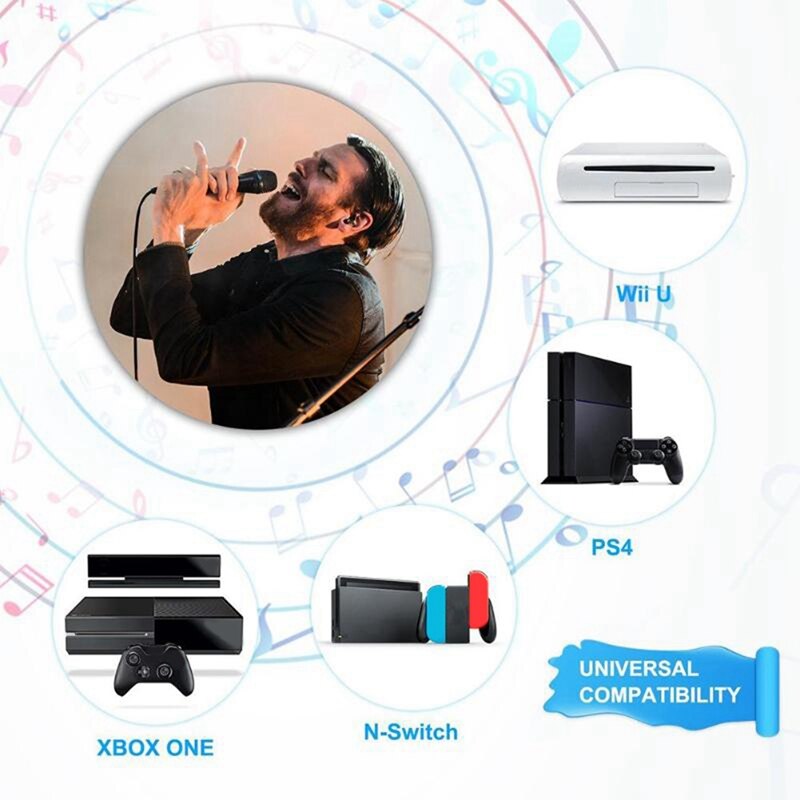 3.5mm Audio Output Jack Wii to HDMI Wii2HDMI Full HD FHD 1080P Converter & USB Wired Microphone High Performance Karaoke