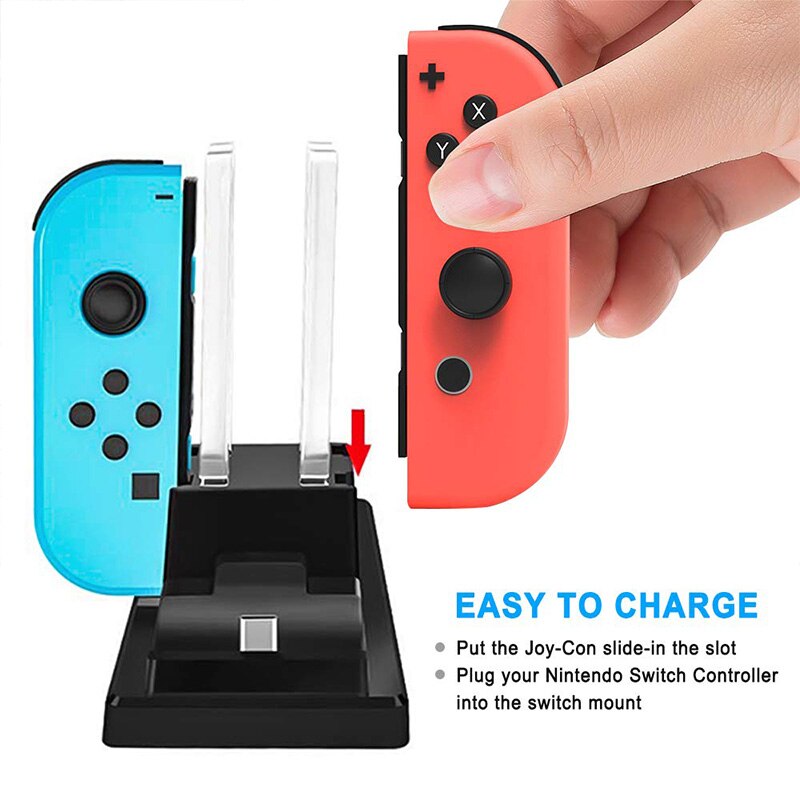 6 in 1 Nintend Switch Joy-Con Charger Stand Charging Dock Station with LED indication For Nintendoswitch Joy-con Controller Hold