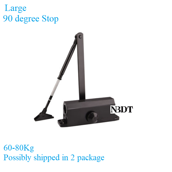 Commercial Door Closer Adjustable Spring Hydraulic Automatical Closing 90 Degrees Open Hold Face-mounted Siver Matte Black
