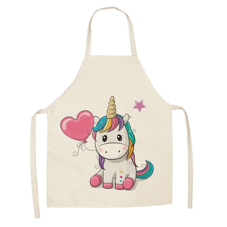 1Pcs Keuken Schort Cartoon Eenhoorn Vlinder Gedrukt Mouwloze Katoen Linnen Schorten Voor Kinderen Mannen Vrouwen Thuis Cleaning Tools: E