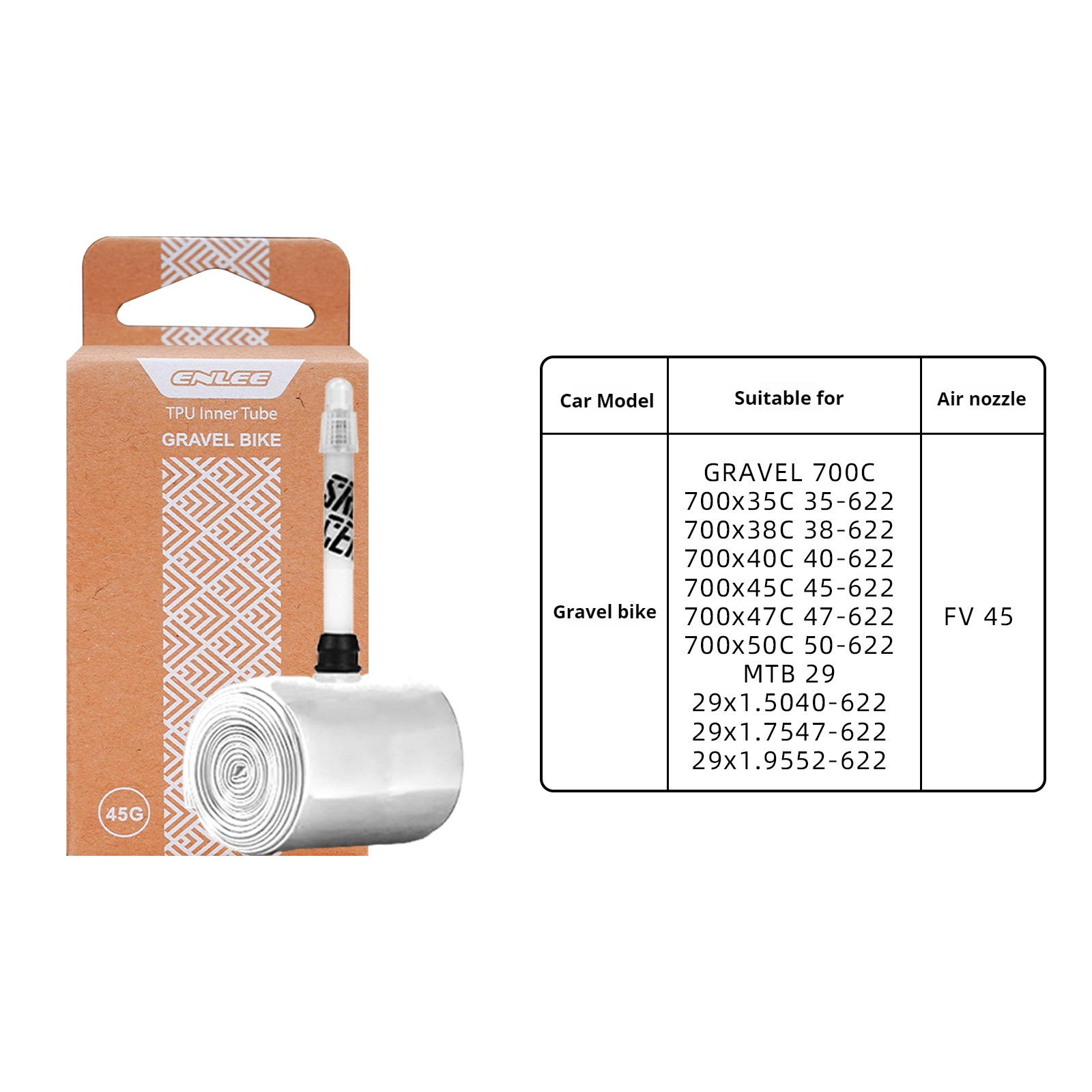 ENLEE Bicycle Inner Tube Road Mountain Bike TPU Inner Tube Bicycle Lightweight Inner Tube 700C45/65/85 French Mouth: Beige