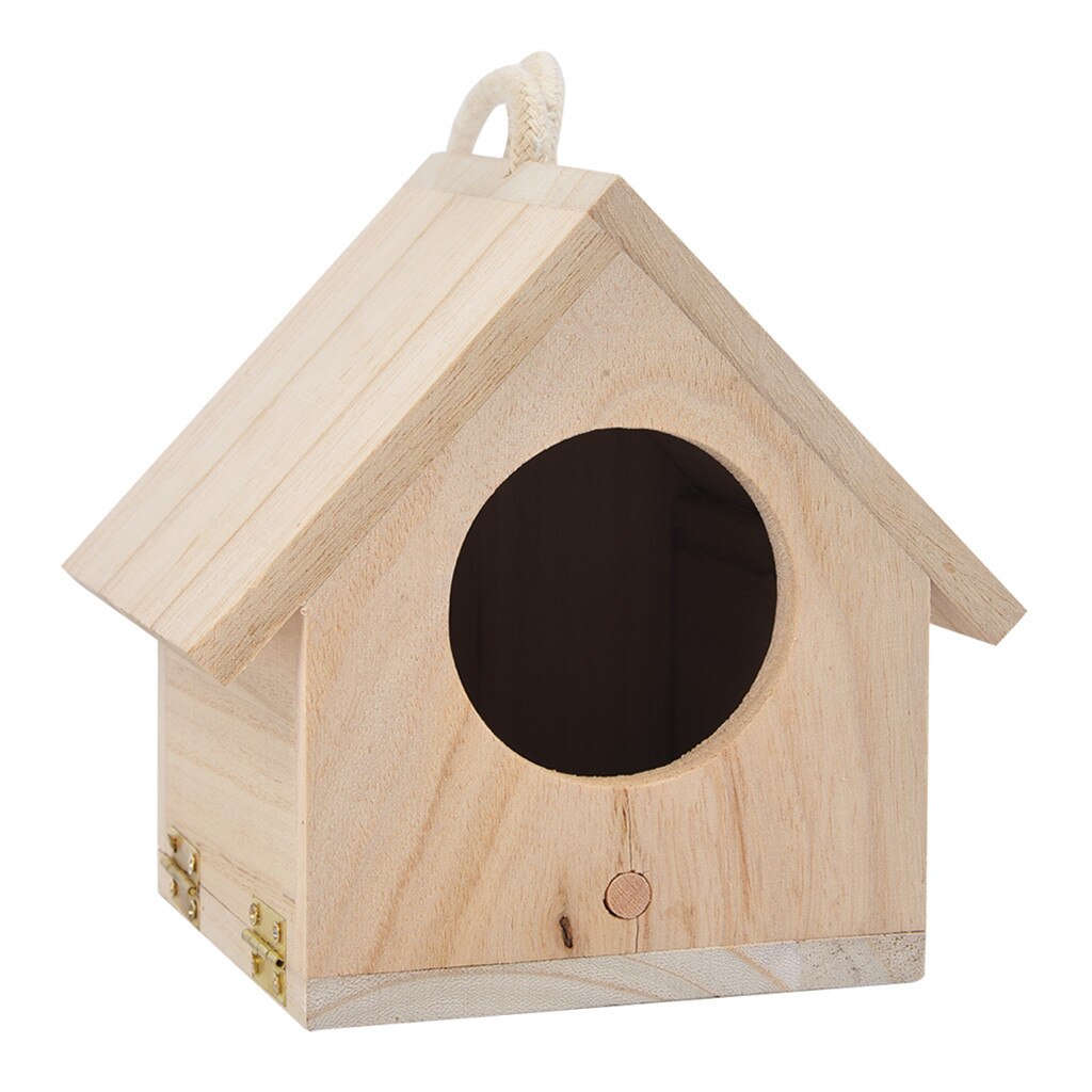 Wooden Bird House Breeding Cage Box Feeding Nest Garden Backyard Balcony Pendant Simulation Fence Birdhouse Home Decora