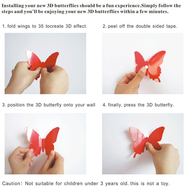 12 stk/sæt sommerfugl wallstickers 3d sommerfugle soveværelse stue hjem køleskab dekoration tapet adesivo de pared