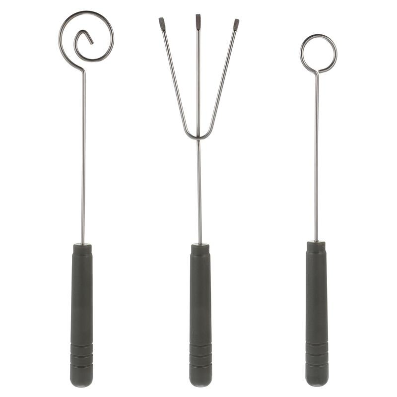 3pcs Stainless Steel Dipping Forks Chocolate Fork Picks Kitchen Gadgets Cheese Fondue (Trigeminal + Spiral + Small Circle Each)