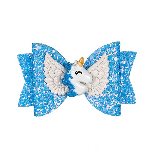 Thumbelina 3.5 Inch Eenhoorn Met Vleugels Haarspelden Glitter Haarelastiekjes Met Clip Dance Party Boog Haar Clip Meisjes Haar Accessoires: Sky Blue